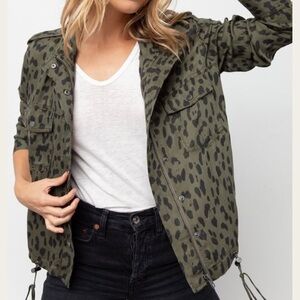 Rails Collins Green Leopard Tencel Lightweight Military Jacket Green Size XS